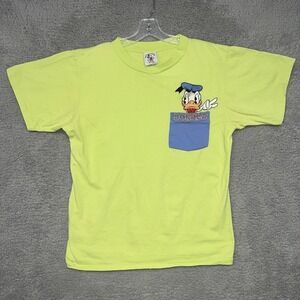 VTG Donald Duck Disney T Shirt Men's Size L Green Pocket Tee 90s S/S Mickey & Co